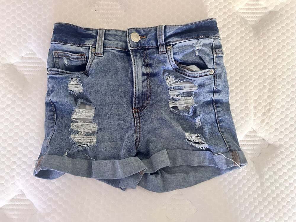 Refuge Denim Miami High Rise Stretch Denim Shorts, Size 03, Distressed